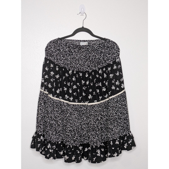 Sweet Baby Jamie Tiered Black Floral Midi Skirt Size XS - Picture 1 of 8